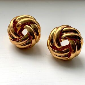 Polished Love Knot Earrings Gold Tone Twisted Knot Studs
